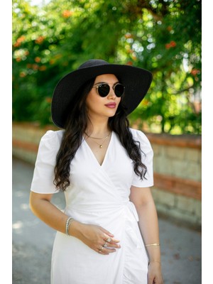 Boncuklu Hasır Şapka – Kadın Yazlık & Plaj Şapkası