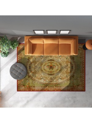 Rose'n Home Arte DS004 Klasik Vintage Desenli Dekoratif Şönil Salon Oturma Odası Mutfak Halısı