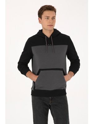 U.S. Polo Assn. Erkek Siyah Sweatshirt Kolsuz Düz Yaka Regular Fit Tek Cepli 50315453-VR046
