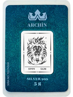 Archin 999 Ayar Gümüş ile Tasarlanmış Aslan Temalı Hediyeye Özel 5 Gram Gümüş Külçesi-763