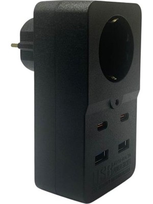 Go İthalat Isıya Dayanıklı Termal Akım Korumalı 1 Priz Girişli 2 USB Girişli 2 Type-C Girişli Pirz (784)