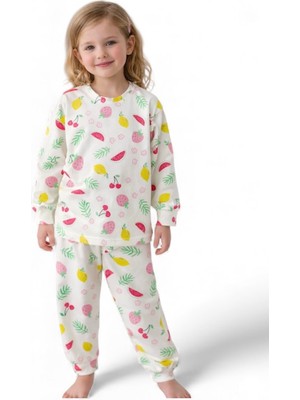 Alkın Kids Kız Çocuk 4-8 Yaş %100 Pamuklu Interlok Kumaş Meyve Desenli Pijama Takımı