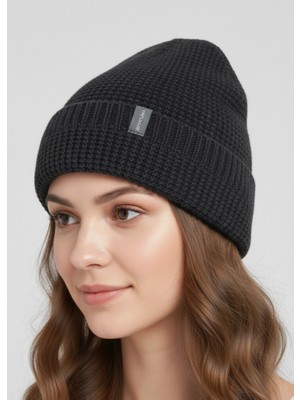 Balkonda Klasik Bere Polar Astarlı Soğuktan Koruyucu Soft Dokuma Unisex Siyah