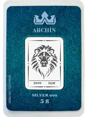 Archin Hediyeye Özel 5 Gram 999 Ayar Gümüş ile Tasarlanmış Aslan Temalı Gümüş Külçesi-764