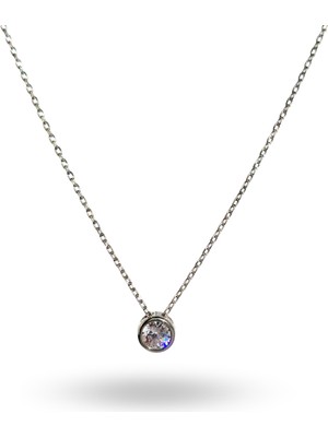 925 Ayar Gümüş Zirkon Taşlı Damla Tek Taş Trend Kadın Kolye Yılbaşı Yeni Yıl Hediye