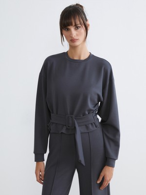 Soulife Kemer Detaylı Kadın Sweatshirt