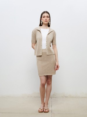 Soulife Beli Lastikli Ajurlu Mini Triko Etek