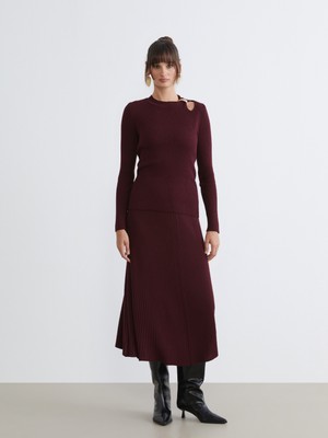 Soulife Beli Lastikli Kloş Triko Etek