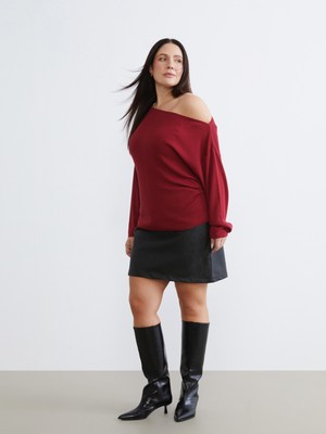 Soulife Büyük Beden Yılan Derisi Desenli Mini Etek