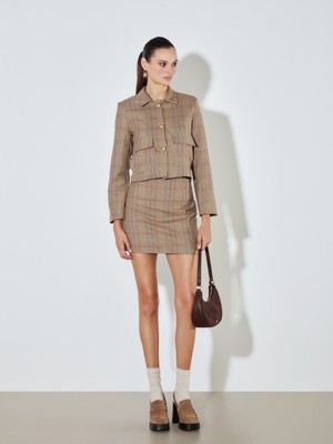 Soulife Dar Fit Ekose Mini Etek