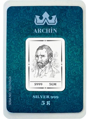 Archin Hediyeye Özel 5 Gram 999 Ayar Gümüş ile Tasarlanmış Van Gogh Temalı Gümüş Külçesi-772