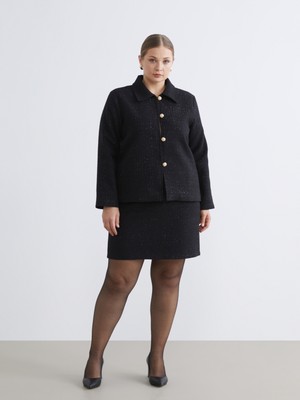 Soulife Büyük Beden Dar Fit Tüvit Mini Etek