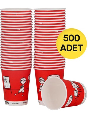 Ofix Karton Bardak Özel Baskılı 7 Oz 180 ml 500 Adet - Kırmızı