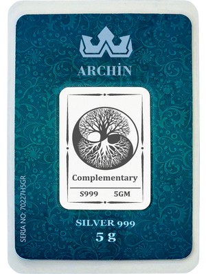 Archin 999 Ayar Gümüş ile Tasarlanmış Yin Yang ve Ağaç Temalı Hediyeye Özel 5 Gram Gümüş Külçesi-780
