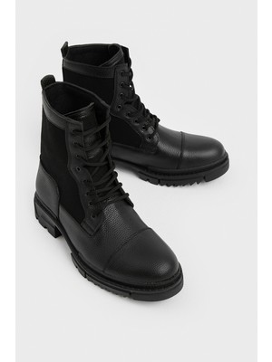 Tonny Black Erkek Siyah Kauçuk Taban Bağcıklı Günlük Postal Bot