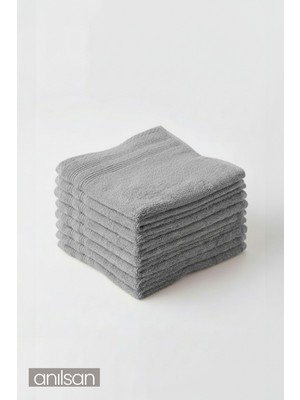 Anılsan 10'lu Antrasit Mini Havlu - 30x30 cm, 50GR %100 Pamuk,El, Yüz Havlusu