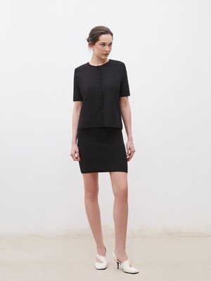 Soulife Dar Fit Leopar Desenli Triko Mini Etek