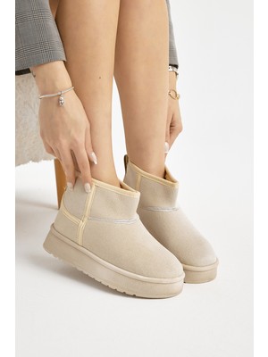 Tonny Black Kadın Bej Kalın Poli Taban Süet Görünümlü Günlük Bot