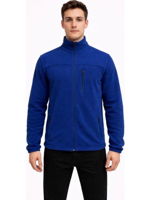 Axxel Erkek İndigo Polar Fermuarlı Hakim Yaka SWEATSHIRT-W1141