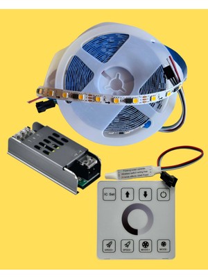 Powerr Led Aydınlatma 10 Metre 12 Volt 60 Pixel Ledli 8 mm 3000K Günışığı Iç Mekan LED Dokunmatik Duvar Kontrol Ünitesi 10A Trafo Set