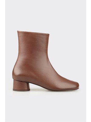Elle Kahve Deri Kadın Klasik Bot