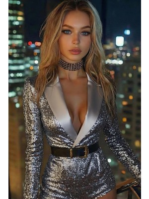 Cemo Payetli Ceket Elbise