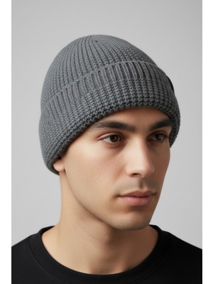 Balkonda Klasik Bere Polar Astarlı Soğuktan Koruyucu Soft Dokuma Unisex Açık Antrasit