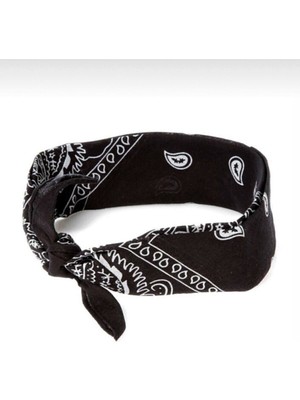 Herşey Nota Siyah Etnik Desenli Bandana & Fular