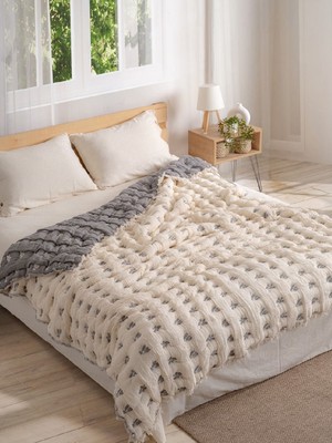 Peshtemalsan 220 x 240 Ebatında 9 Katlı %100 Pamuk Müslin Yorgan, Yatak Örtüsü,pike Yonca Antrasit