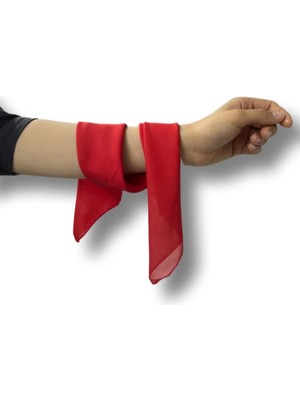 Herşey Nota Kırmızı Renkli Düz Şifon Fular Çok Amaçlı Aksesuar 12 Adet