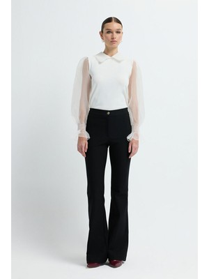 Adl Ispanyol Paça Pantolon Siyah 15325077011