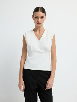 Adl Kolsuz Büzgülü Bluz Kemik 11545831000