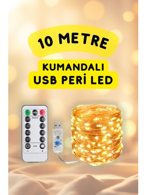 Günışığı Renk Uzaktan Kumandalı 10M USB Peri LED Kamp ve Parti Aydınlatması