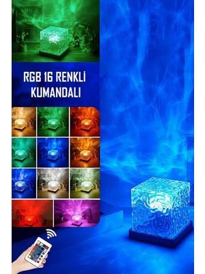 Renkli Kristal Kuzey Işıkları Projektör Gece Lambası, Huzurlu Uyku Ortamı