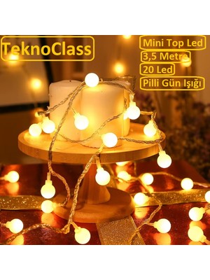 Mini Top LED 3,5m 20 LED Pilli Gün Işığı Dekoratif Aydınlatma