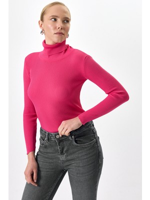 Rays Fuşya Fitilli Balıkçı Yaka Uzun Kollu Bluz 2302