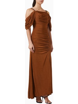 Ac By Aanchal Chanda Drape Dress Metalik Jersey Kadın Elbise