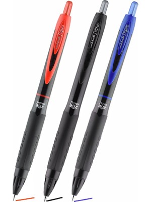 Artlantis Siyah Mavi Kırmızı Pilot Kalem Signo 307 3 Adet Uniball Basmalı Pilot Kalem 0.5 mm Roller Uçlu Pilot Kalem Ince Uçlu