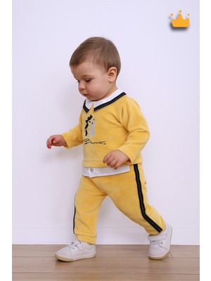 Baby Hola 3-18 Aythree Bunnies Kadife Dokulu Kız Erkek Bebek Alt Üst Takım 14113