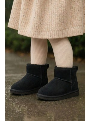 Tonny Black Kız Çocuk Siyah Poli Taban Içi Kürklü Süet Görünümlü Bot