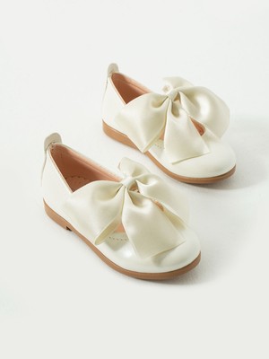 Mocno Kız Çocuk Babet Kurdelalı Krem- Ekru Babet Fiyonk Detaylı