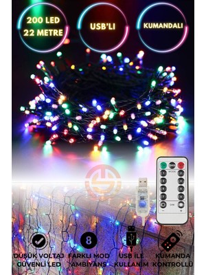 200 Ledli, Kumandalı, 8 Modlu Rgb Şerit Işık, Parti ve Organizasyonlar Için