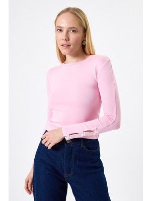 Rays Pembe Kol Kurdele Detaylı Bluz 8232A