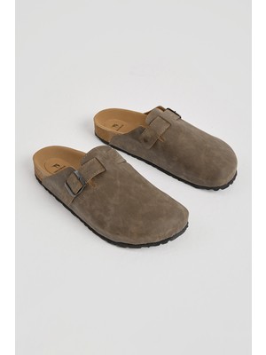 Tonny Black Erkek Vizon Kalın Poli Taban Tokalı Önü Kapalı Terlik