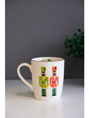 Tabak Evi Porselen Altın Yaldızlı Kurşun Asker Kulplu Mug Kupa 9cm 220ML Tekli