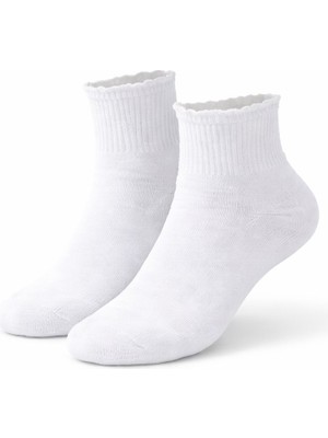 Plus Scorpion Kadın Beyaz-Siyah -Çok Renkli  Kısa Konç Pikot Çorap – Günlük Kullanıma Uygun Yumuşak ve Konforlu