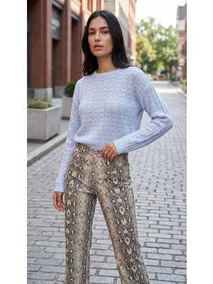 Lujiz Kadın Çiçek Desenli Delikli Kazak Kadın Kazak