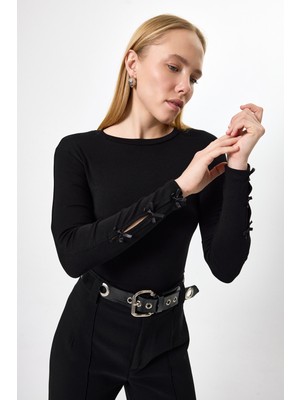 Rays 8232A Kol Kurdele Detay Bluz Siyah