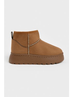 Tonny Black Çocuk Unisex Taba Kalın Poli Taban Içi Kürklü Süet Görünümlü Günlük Bot