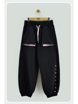 Mışıl Kız Çocuk Oversize Cepli Eşofman Altı –SIYAH-7374